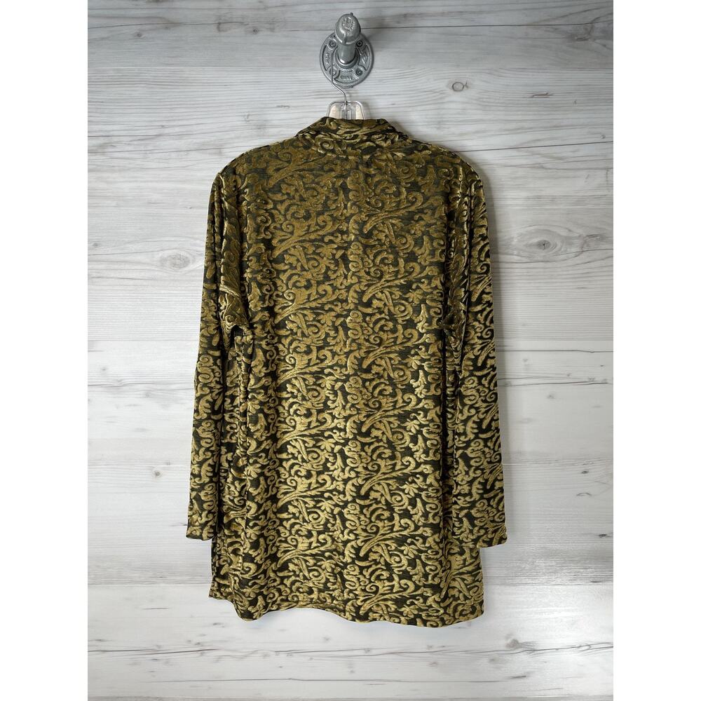 Diane Von Furstenberg Womens Large Black Gold Baroque Jacquard Shirt USA 2286 - Picture 10 of 10
